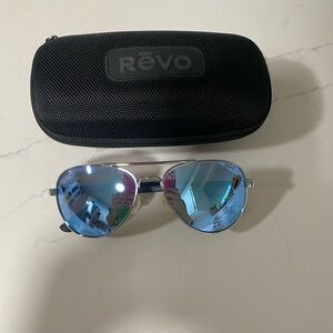 Revo Blue Lens Aviator Sunglasses with Case